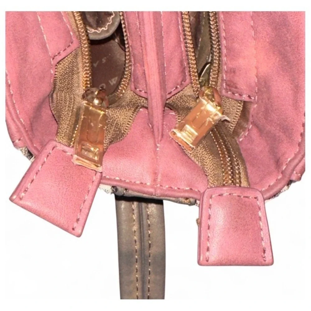 SAMOE Satchel Crossbody Bag Mauve Pink Leopard Print‎ Accent Stylish